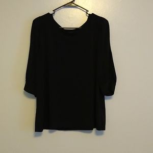 Worthington Blouse - Slit 3/4 sleeves Black Large